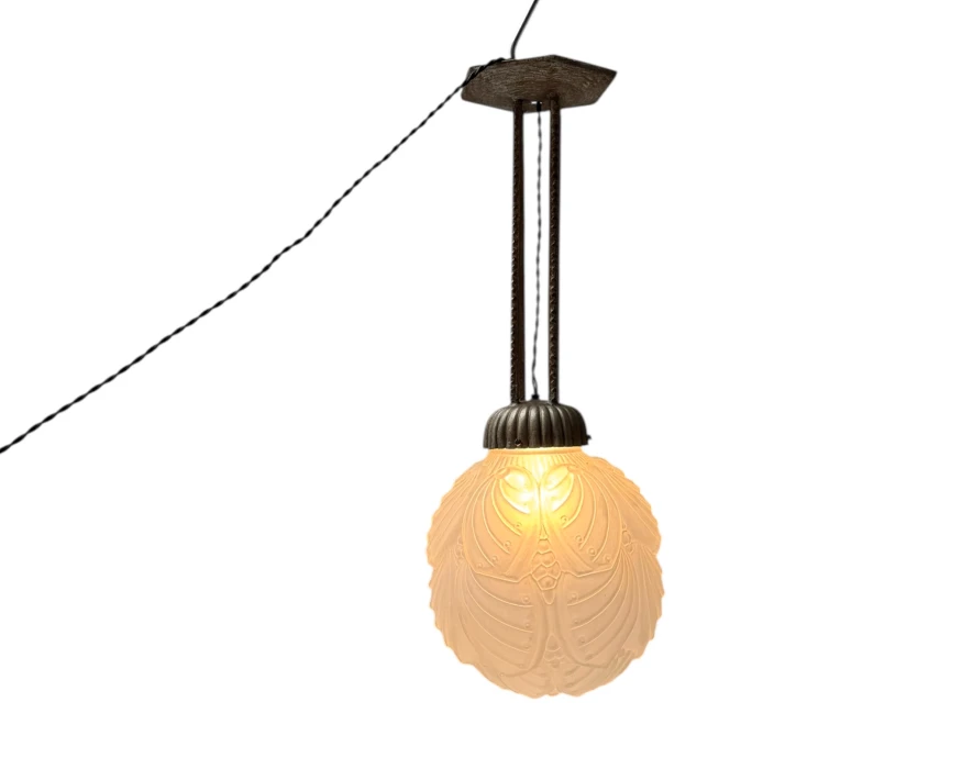 Art Deco Muller Frères Luneville Style Pendant Light, 1930s